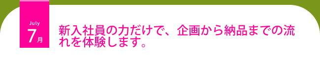 ７月 新入社員の力だけで、企画から納品までの流れを体験します。